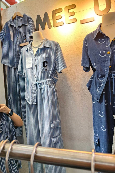 Ladies Stripes Denim Co-Ord Sets